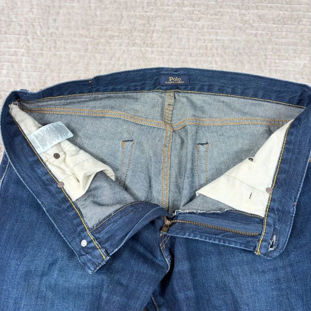 Polo Ralph Lauren Varick Slim Straight Jeans Mens 35x32 Blue Denim RN41381